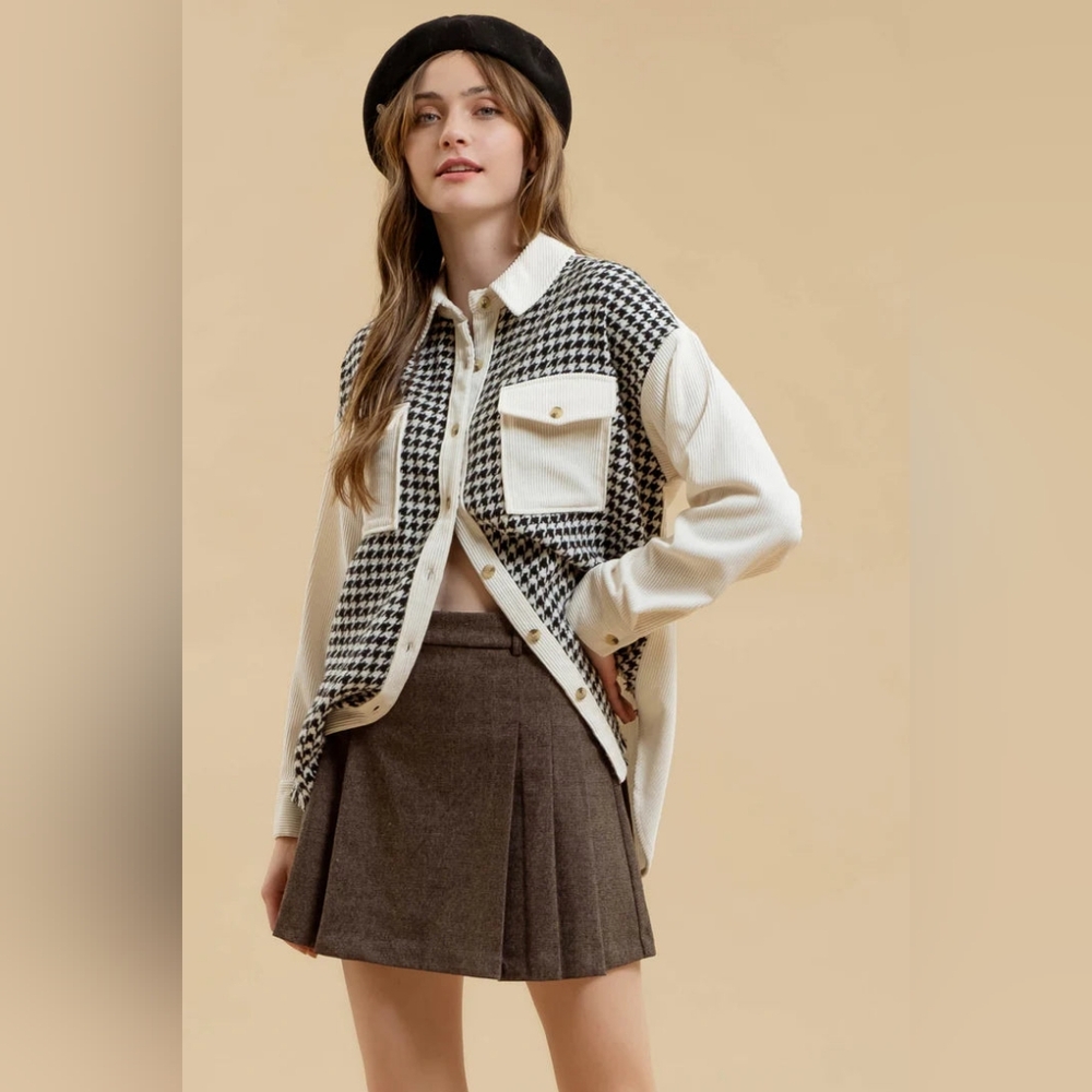 Blu Pepper houndstooth shacket